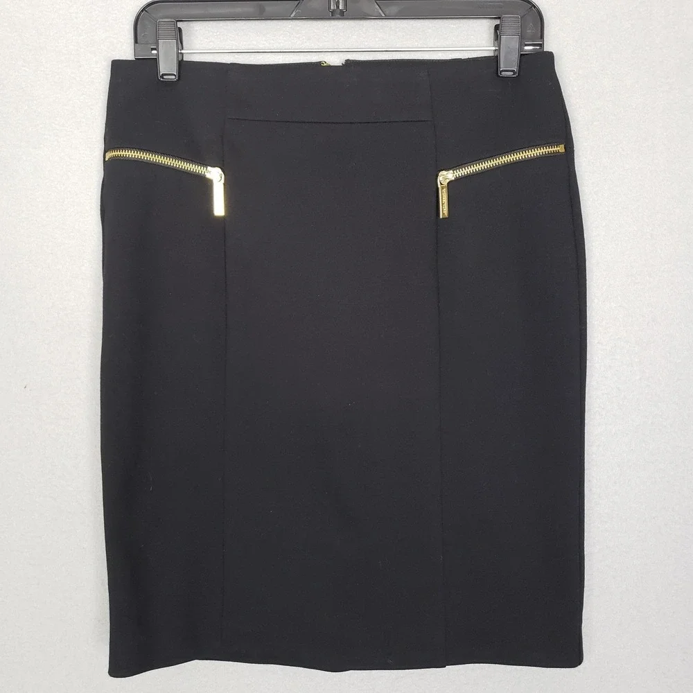 Michael Kors Exposed Zipper Pencil Skirt Black Office Siren‎ Careerwear Size 6